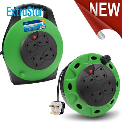 4 Gang Way Extension Reel Cable Lead UK Plug Sockets Heavy Duty Electric Safety • £20.69