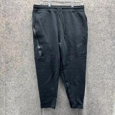 Nike Sweatpants Men Large Black Tech Fleece Cropped Tapered Jogger 727355 010 • $25.88