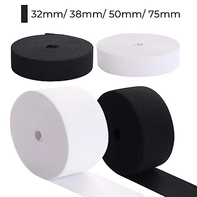 Flat Elastic Cord 1¼1½23 Inch - 32/38/50/75mm Wide Black White Sewing Crafts • £0.99