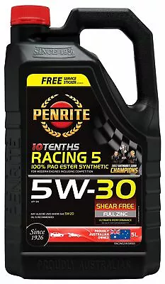 $89.95 • Buy Penrite 10 Tenths Racing 5W-30 Engine Oil 5L