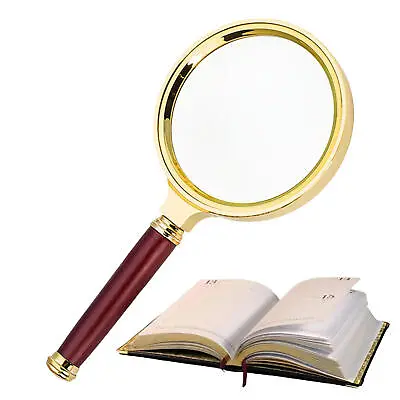 Vintage Magnifying Glass 10X Magnifying Glass Wood Antique Brass Magnifier • $8.35