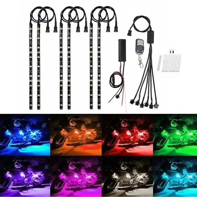6X Motorcycle Led Lights Wireless Remote 18 Color Neon Glow Light Strips Kit USA • $18.67