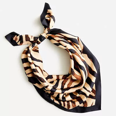 J. Crew Oversized Silk Scarf - Large 30  Square - Zebra Animal Print Bandana • $39.99