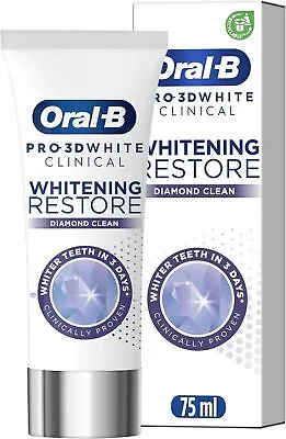 View Details Oral-B 3D White Clinical Toothpaste Whitening Restore Diamond Clean Stain Remove • 12.61£