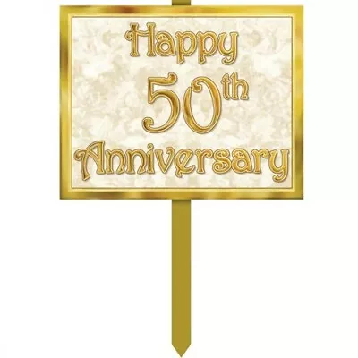 50th Anniversary Yard Sign Gold Anniversary Party Supplies Decoration • $5.29