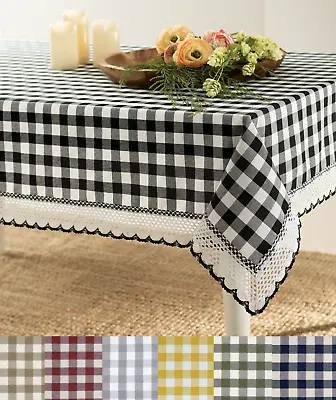 Country Farmhouse Plaid Spill Proof Fabric Tablecloths - Assorted Colors & Sizes • $26.99