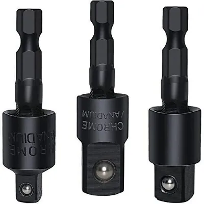 Socket Adapter Set Hex Shank To 1/4  3/8  1/2  Impact Driver Drill 3 Pcs Size • $7.95