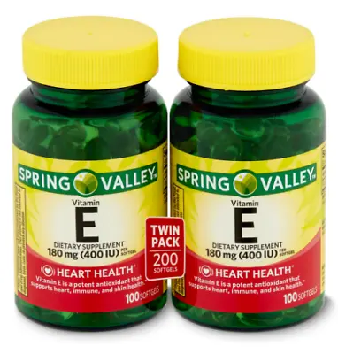 Spring Valley Vitamin E Softgels 400 IU 100 Count 2 Pack • $14.15