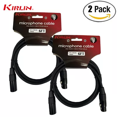 2-PACK Kirlin 6FT XLR Male/Female 20AWG Microphone Audio Cable Black NEW • $18.95