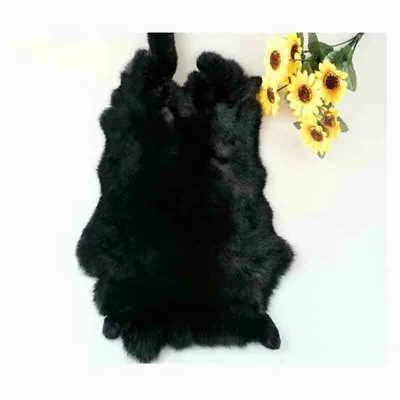 Genuine Naturally Rabbit Fur Skin Tanned Leather Hides Craft Grade Black Pelts • $5.98