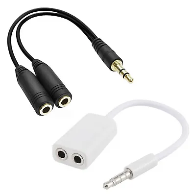 3.5mm Male To 2 Female Jack Headphone Audio Y Splitter Cable Adapter • £2.99