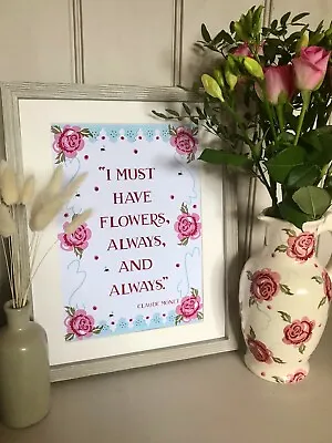 £6.49 • Buy Emma Bridgewater Rose And Bee Inspired Claude Monet Quote A4 Print