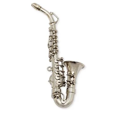 Miniature SILVER SAXOPHONE MAGNET Musical Instrument 3.25  Long Superb Detail • $12.99