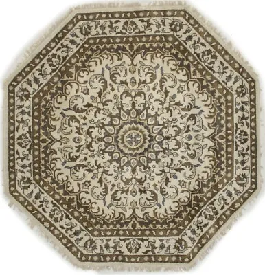 Cream Traditional Classic 6X6 Floral Design Oriental Octagon Rug Decor Carpet • $324.30