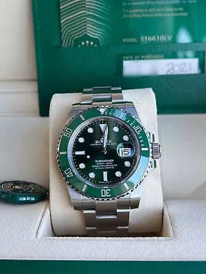 Rolex 116610LV Submariner Hulk 2021 Rare Stainless Steel • £20950