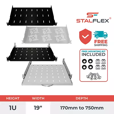 19  1U Modem Rack Mount Shelves- FIXED ADJUSTABLE TELESCOPIC Data Server Cabinet • £38.50