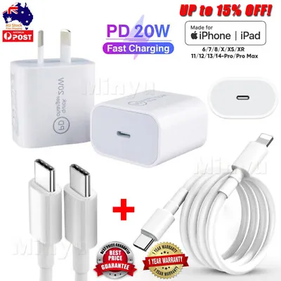 $6.99 • Buy 20W USB Type-C Wall Adapter Fast Charger PD Power For IPhone 14 13 12 11 Pro Max