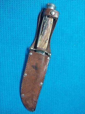 💯Vintage Emil Voos Genuine Stag Handle German Fixed Blade Knife W/ Original... • $124.95