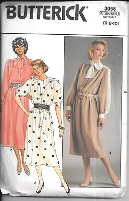 BUTTERICK 3056 Vintage Sewing Pattern Misses' Dress Size 6-8-10 1985 • $10.54