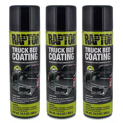 Raptor 1K Bed Liner Aerosol Black 14.3 Ounce Truck Bed Coating - 3 Pack • $70.99