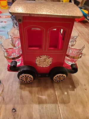 Liquor Decanter  Glasses  Music Box   How Dry I Am  Vintage Bar Car  • $45