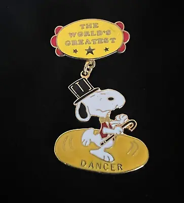 Vintage Aviva Snoopy Awards Yellow Pin Worlds Greatest Dancer Top Hat • $9.99