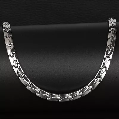 Magnetic Therapy Chain Necklace  Men Women Gift Silver Titanium Steel 4 Elements • $32.99