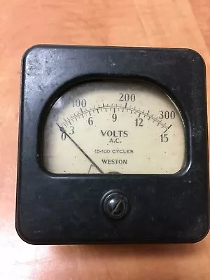 Vintage Weston Meter Panel Voltmeter 0-15V 0-300V AC Weston Model 476 • $19.99