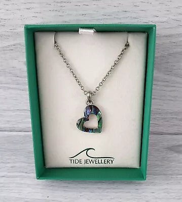 Paua Abalone Shell Heart Pendant Necklace Chain Tide Jewellery Gift Box • £9.99