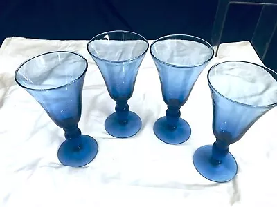 Mikasa Domain Blue 4 Hand Blown Water Goblets Excon. Unused • $20.99