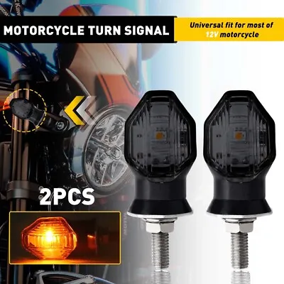 2x Motorcycle Motorbike Universal Turn Signal Indicators Light Lamp Bulb Yellow • £10.99