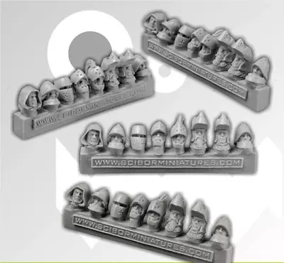 Scibor Miniatures 28mm 32mm Wargaming Medieval Templar Knight Heads Resin 8pcs • $9.99