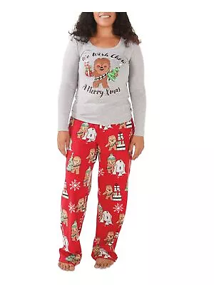 MUNKI MUNKI Womens Gray Elastic Band T-Shirt Top Straight Leg Pants Pajamas S • $3.39