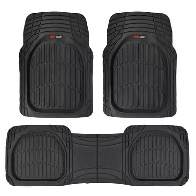 $37.91 • Buy FlexTough Shell Rubber Floor Mats Black Heavy Duty Deep Channels For Car 3pc Set