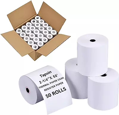 2-1/4'' X 50' Thermal Receipt Paper - Credit Card Paper Rolls Thermal - Cash Reg • $26.65