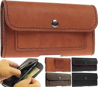 Handcrafted Of Finest Leather Waist Pouch Case Cover Plus Card Pockets For Phone • £37.08