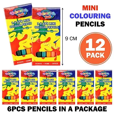 12pk Mini Colouring Pencils School Office Kids Birthday Party Colour Pencil BULK • $19.95