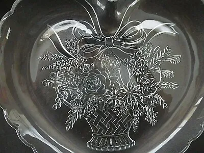 Mikasa Crystal Endearment Heart Shaped Platter Lightly Frosted Scalloped Edge • $14.95