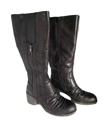 BareTraps Dallia Knee High Riding Boots Black Women's 6 1/2 M Vegan Faux Leather • $23.49