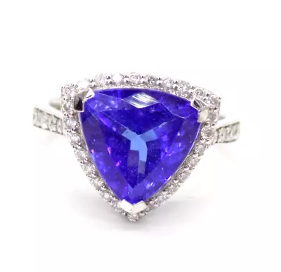 GIA Certified Tanzanite Ring AAA+ D Block Platinum Diamonds 5.71 Trillion Size 7 • $6629.10