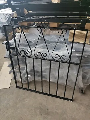 Galvanised And Powder-Coated Black Steel Pedestrian Gate - With Wall Strap • £90