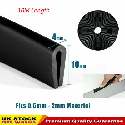 10M Car Door Edge Protector Strip Trim U Channel Rubber Guard Seal 4*10mm Black • £5.99