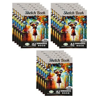 15 Pack A3 Artist Sketch Book 130gsm White Cartridge Paper Drawing Doodling Pad • £28.99