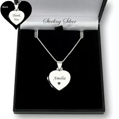 Engraved Heart Locket Necklace Any Engraving 925 Sterling Silver Personalised • £34.99