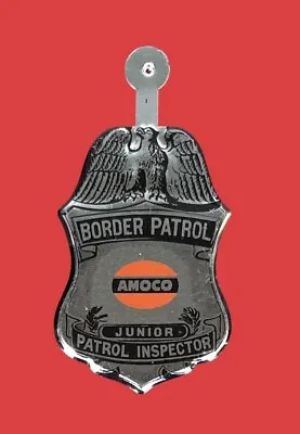 Vintage Amoco Junior Border Patrol Inspector Premium Badge Novelty Gas & Oil Toy • $8.09