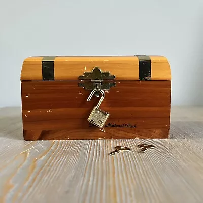 $11 • Buy Vintage Glacier National Park Hinged Wood Cedar Box Treasure Chest With Lock
