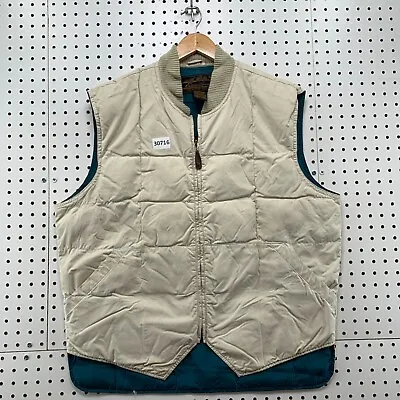 Vintage 90s Eddie Bauer Down Puffer Vest Mens Large Cream Sleeveless 25X27.5 • $67.99