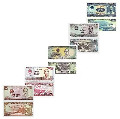 VIETNAM SET OF 5 NOTES 200 500 1000 2000 5000 Lot Ho Chi Minh • $4.50