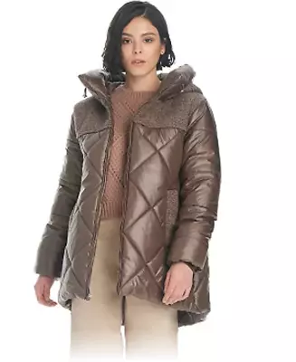 Koolaburra By UGG Sherpa Mixed Media Quilted Puffer Coat - XL - Truffle • $62.97