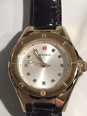 Women’s Michele Rose Tone Tahitian Jellybean Watch W/New Leather Michele Strap • $350